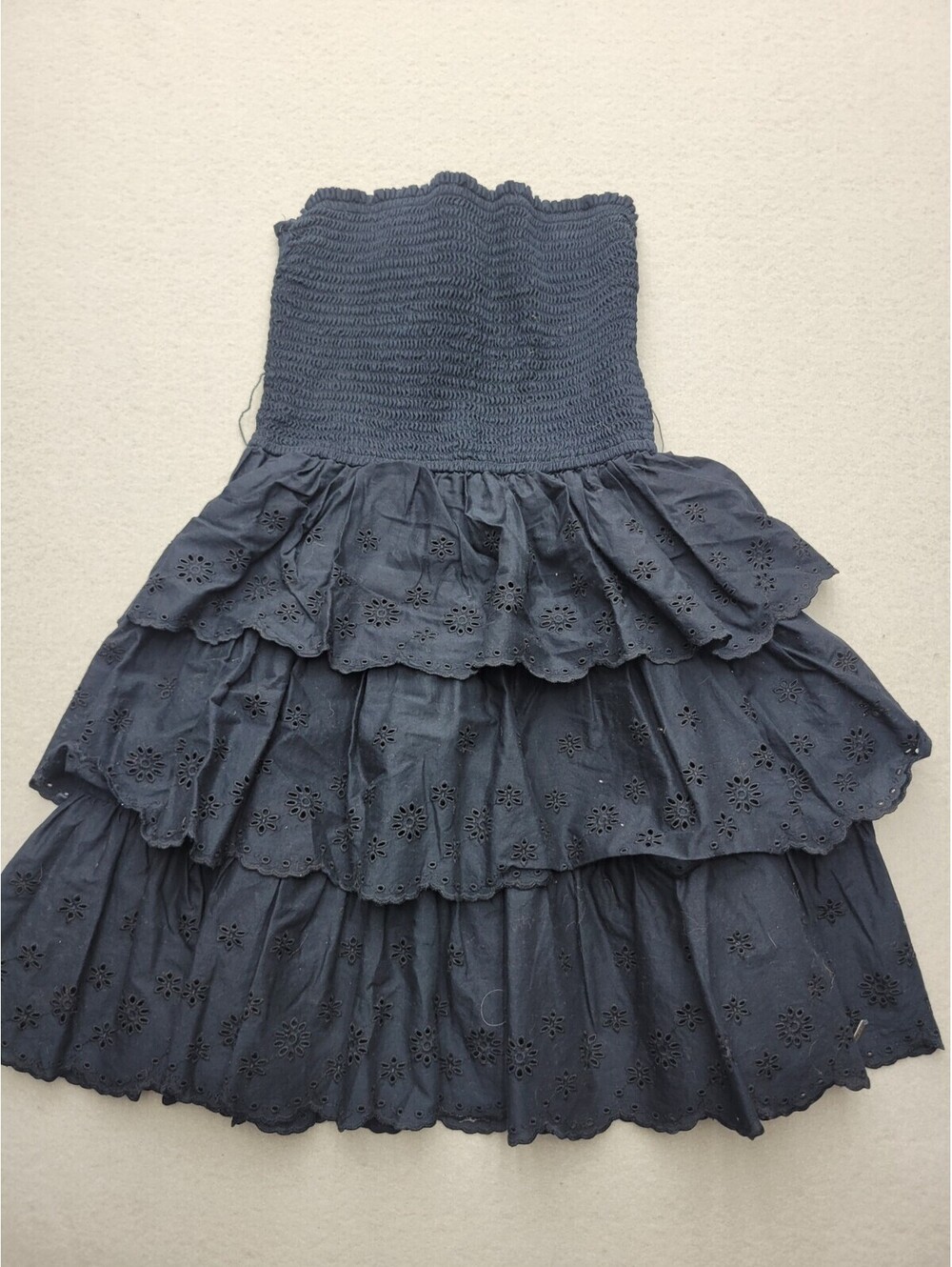 Hollister Women's Dress Small Black Trapeze Micro Sleevless Lace Cotton Tri